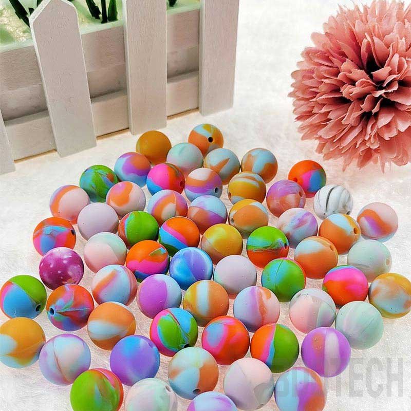 Round Silicone Beads - Solid & Printed Beads for Teething | OEM