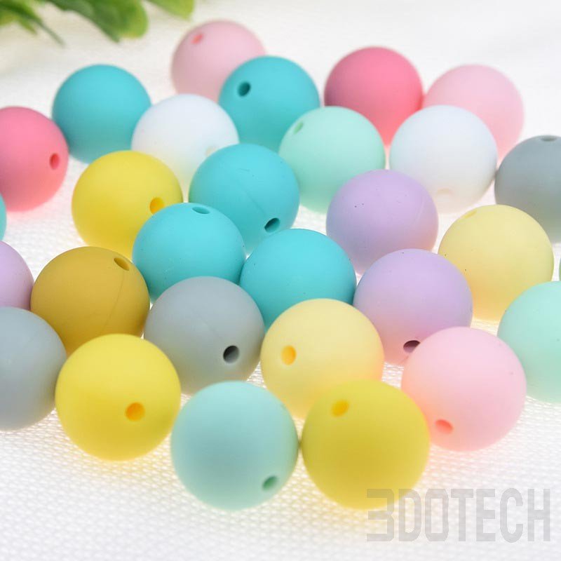 Printed round silicone beads with leopard