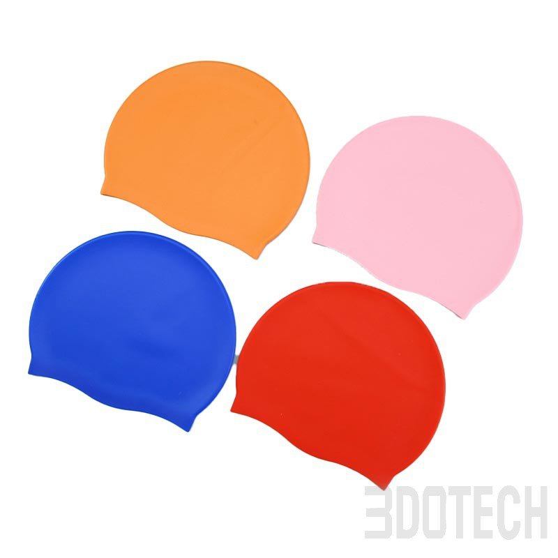 Colorful silicone swim caps with ear protection in multiple colors