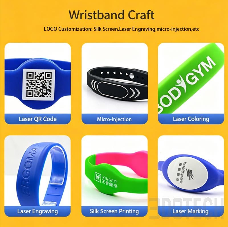 Custom Waterproof RFID Silicone Wristbands NFC ID Access Bracelet | 3DOTECH