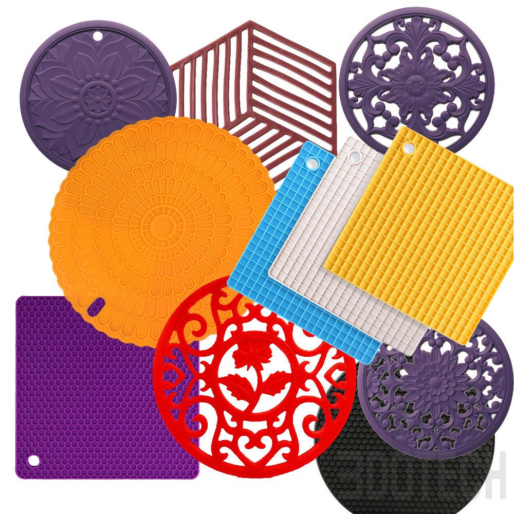 Flower pattern silicone trivet mats wholesale